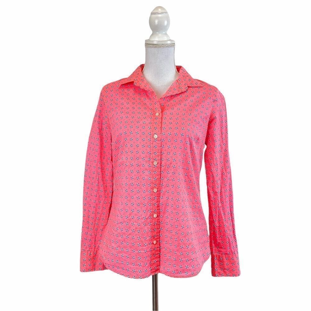 J. Crew Neon Pink Perfect Button Down Shirt Sz 25 Office Work Casual Feminine